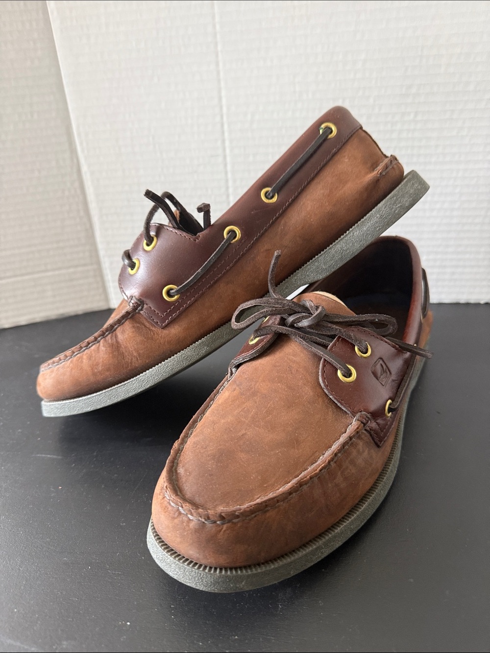 Sperry Brown Leather & Dark Brown Two-Tone Boat Shoes